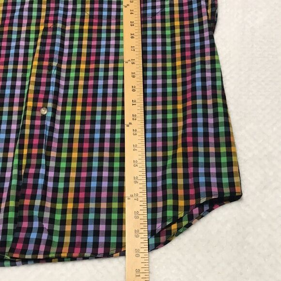 D’Avila Multicolored Plaid Button Up Shirt Short Sleeve Size Medium Like New - Picture 9 of 9